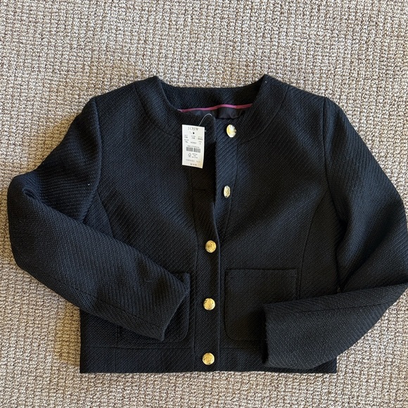 J. Crew Black Tweed Lady Jacket with Gold Buttons - Picture 3 of 5
